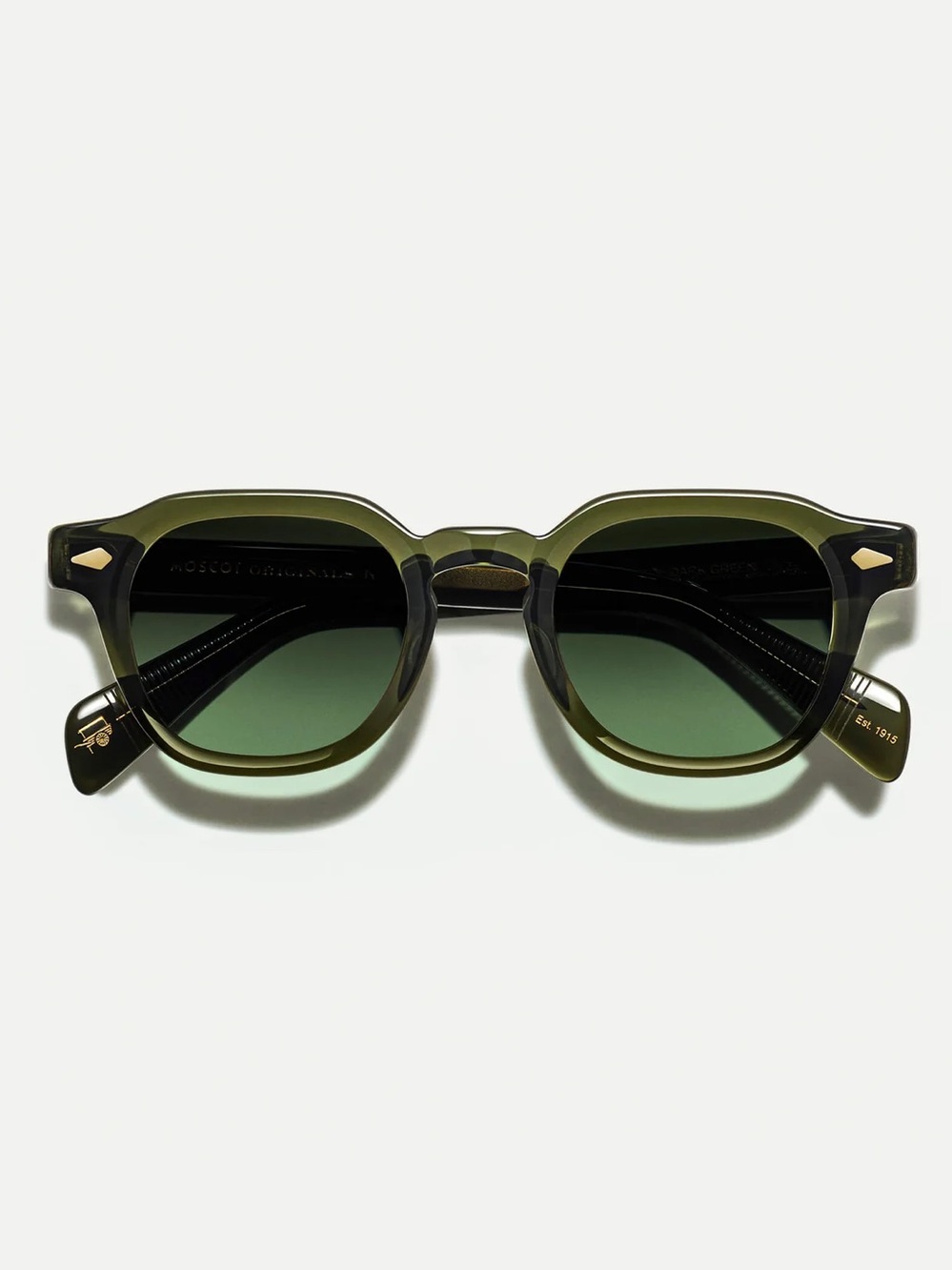 MOSCOT Dolt Sun Olive Green Sunglasses with Green Lenses